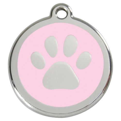 RedDingo Hundemarke mit individueller Gravur Pfotenabdruck pink
