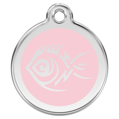 RedDingo Hundemarke mit individueller Gravur Tribal Fisch pink