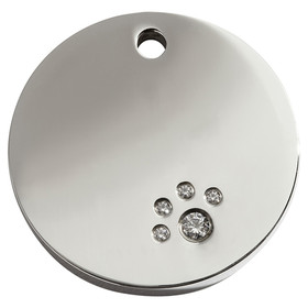 Abbildung RedDingo Hundemarke mit individueller Gravur mit Swarovski-Steinbesatz Kreis