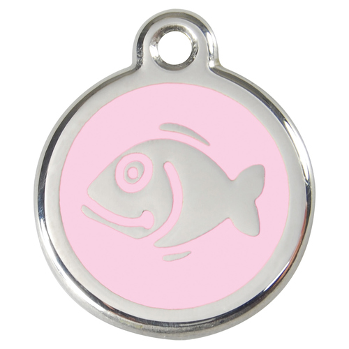 RedDingo Katzenmarke mit individueller Gravur Fisch pink