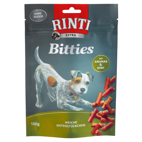 Rinti Bitties weiche Entenstücken mit Ananas & Kiwi 100 g - 12 Stück