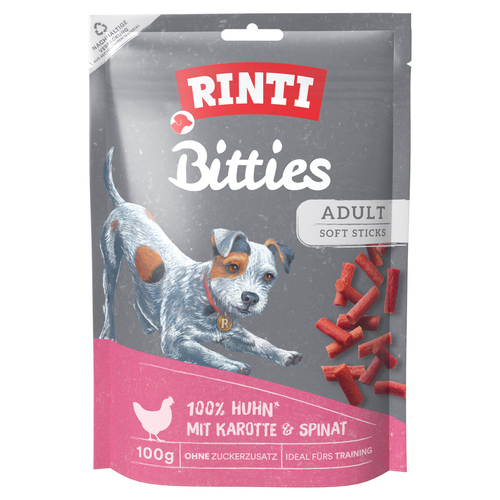 Rinti Bitties weiche Huhnstücken Karotte & Spinat 100 g - 12 Stück