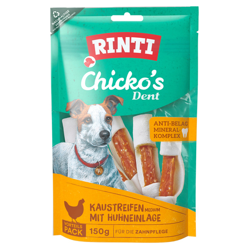 Rinti Chicko Dent Kaustreifen mit Huhneinlage Medium 150 g - 9 Stück / Sparpaket