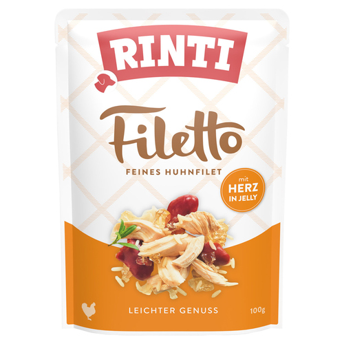 Rinti Filetto Jelly mit Huhn & Hühnerherz 100 g - 24 Stück