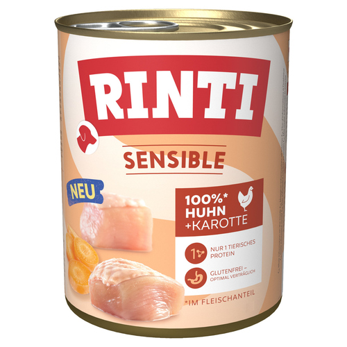 Rinti Sensible mit Huhn + Karotte 800 g - 6 Stück