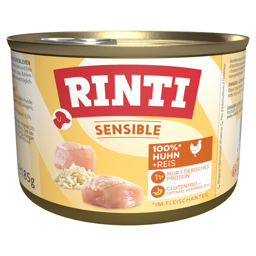 Rinti Sensible mit Huhn + Reis 185 g - 12 Stück
