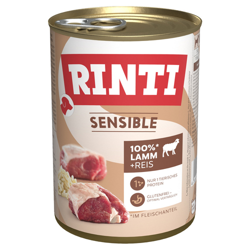 Rinti Sensible mit Lamm + Reis 400 g - 12 Stück