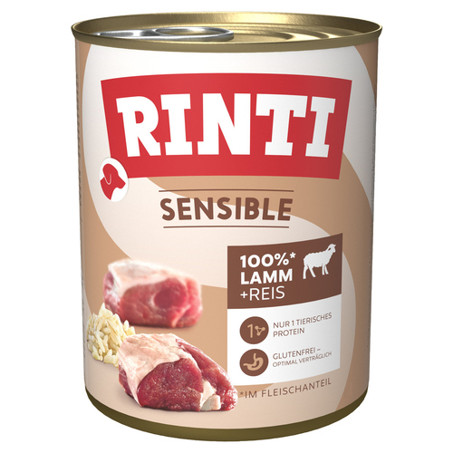 Rinti Sensible mit Lamm + Reis 800 g - 6 Stück
