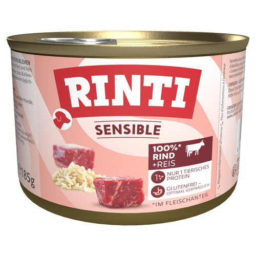 Rinti Sensible mit Rind + Reis 185 g - 12 Stück