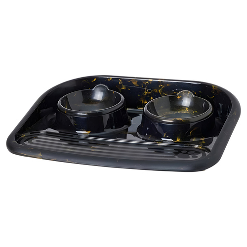 SAVIC Dinner Serving Tray Butler schwarz/gold für Hunde