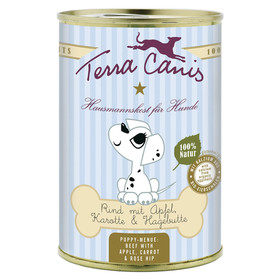 Abbildung Terra Canis Welpe Rind mit Apfel, Karotte und Hagebutte 400 g - 12 Stck