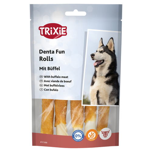 Trixie Denta Fun Kaurollen mit Büffel 70 g - 6 Packungen / Sparpaket