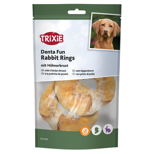 Trixie Hundesnack Denta Fun Rabbit Rings mit Hühnerbrust 100 g