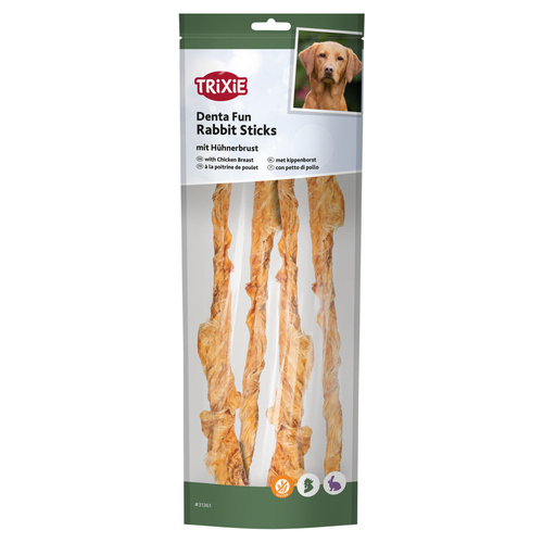 Trixie Hundesnack Denta Fun Rabbit Sticks mit Hühnerbrust 100 g - 6 Stück / Sparpaket