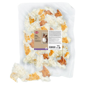 Abbildung Trixie Hundesnack Kaninchenhaut mit Fell 500 g