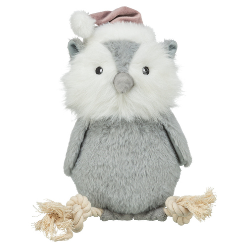 Trixie Hundespielzeug Eule mit Tau grau