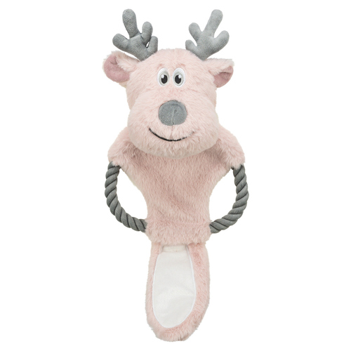Trixie Hundespielzeug Rentier mit Tau rosa