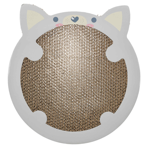 Trixie Junior Kratzpappe Katzenmotiv mit Catnip hellgrau