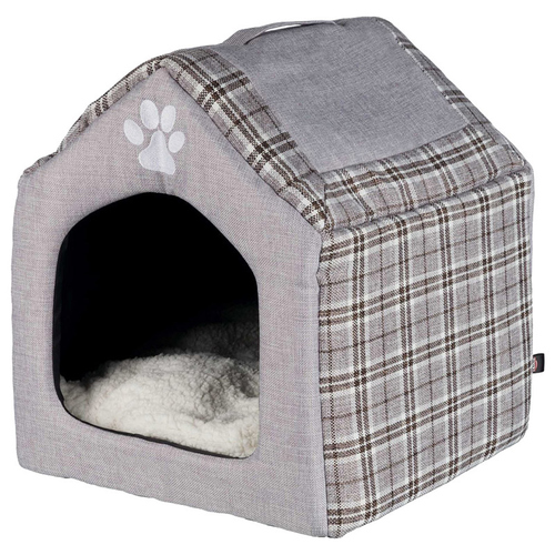 Trixie Mimi Kuschelhöhle Für Katzen & Kleine Hunde – 42x35x35 Cm, Grau, Mit Spielzeug – Weicher Plüsch