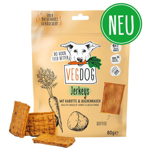 VEGDOG Jerkeys Karotten & Buchenrauch 80 g