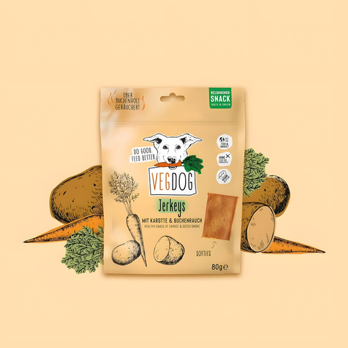 VEGDOG Jerkeys Karotten & Buchenrauch 80 g