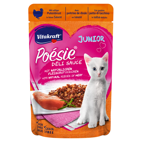 Vitakraft Poésie® DÉLI SAUCE Junior + Putenbrust 85 g