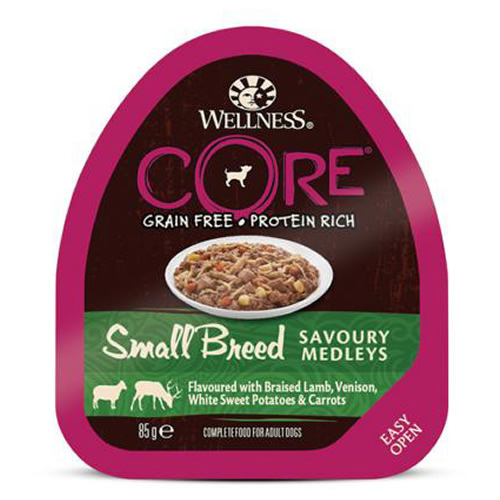 Produktbild von Wellness CORE Small Breed Savoury Medleys mit Lammfleisch, Hirse, weißer Süßkartoffel & Möhren - 12 x 85 g
