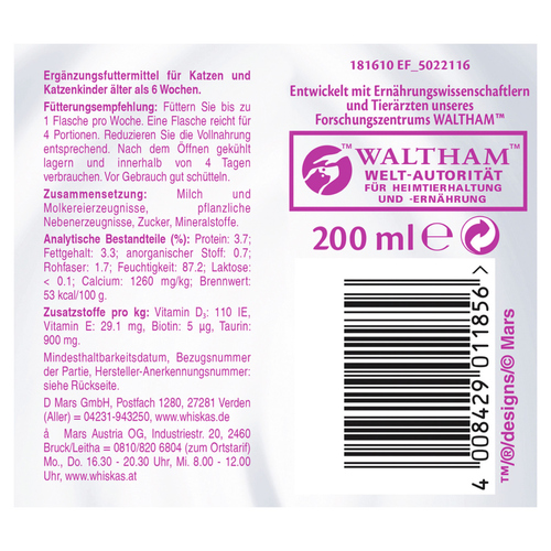 weitere Abbildung Whiskas Katzenmilch 200 ml - 6 Stck