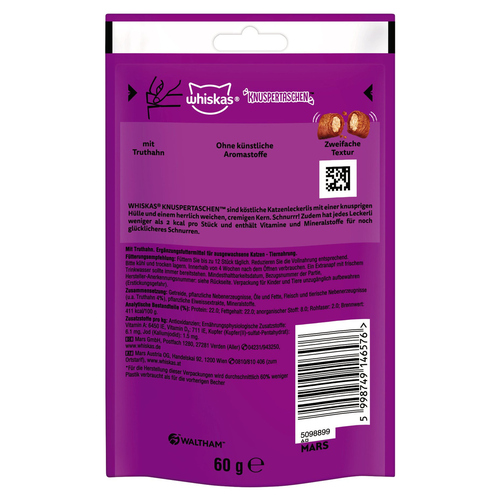 weitere Abbildung Whiskas Knuspertaschen mit Truthahn 60 g - 6 Stck
