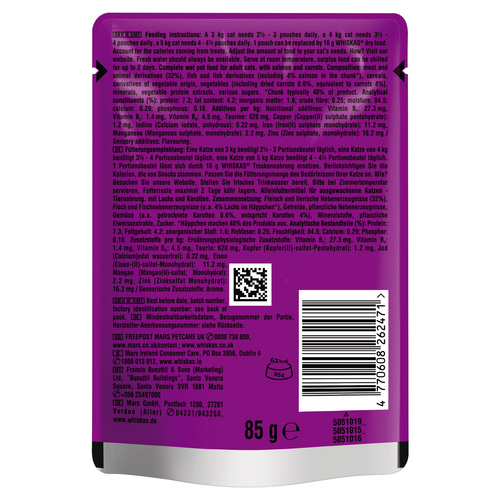 Whiskas Lachs &amp; Karotte 28x85g: Nassfutter für adulte Katzen