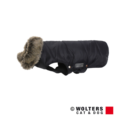 Wolters Amundsen Hundewinterjacke: Schwarz, Wasserdicht, Mit Webpelzkragen – Rückenlänge 46 Cm