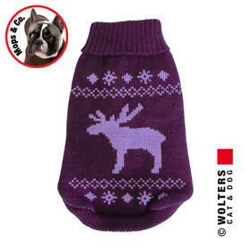 Abbildung Wolters Strickpullover Elch für Mops & Co. brombeer/lavendel