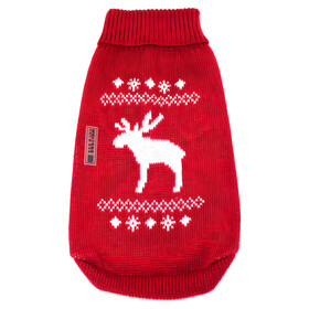 Abbildung Wolters Strickpullover Elch fr Mops & Co. rot/wei