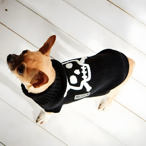 Wolters Hunde Strickpullover Totenkopf schwarz/weiß, diverse