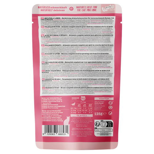 weitere Abbildung Wow Cat Junior Pat Geflgel & Leber 125 g - 12 Stck