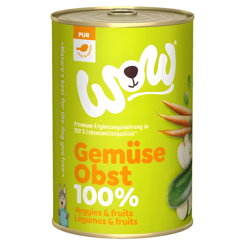 Wow Dog Pur 100% Gemüse & Obst 400 g - 6 Stück