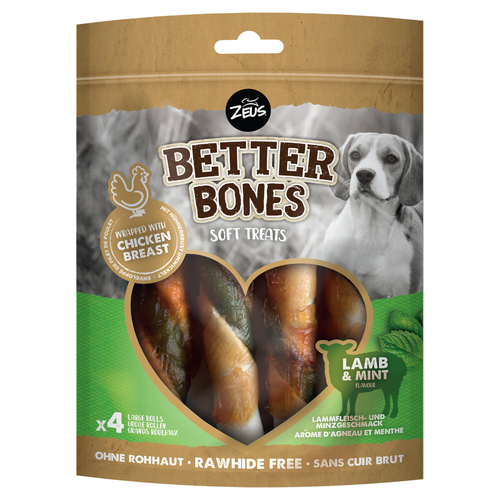 Zeus BetterBones Rolls mit Lamm & Minze - 4er Pack