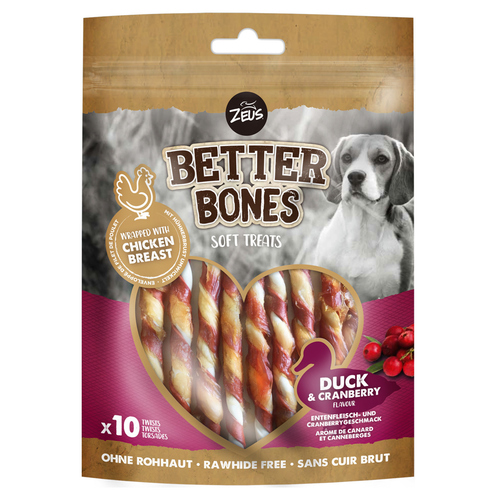 Zeus BetterBones Twists mit Ente & Cranberry - 10 Stück