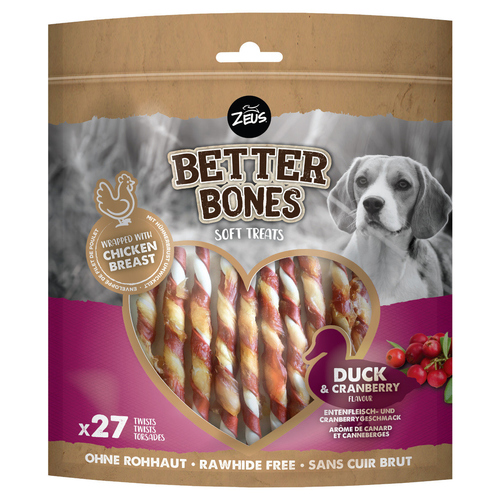 Zeus BetterBones Twists mit Ente & Cranberry - 27er Pack
