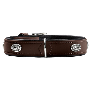 Collier Hunter Teckel München Pour Chiens, Cuir Premium Cognac/Noir