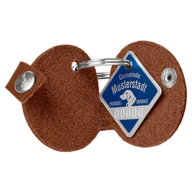 Hundemarken-Etui LOVE Braun Größe M - Made In Germany - Schutz Für Steuermarke & Co