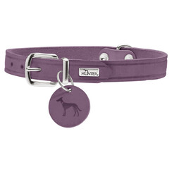 HUNTER Hondenhalsband AALBORG, kleur: zwart, robuust en duurzaam leer, sterke vet, ideaal voor hondensport en dagelijks gebruik, met leren hanger