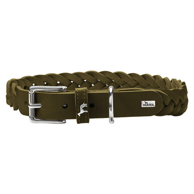 HUNTER Halsband Solid Education Duo – Geflochten, Cognac/Oliv, Größe 40, 2 Cm Breit