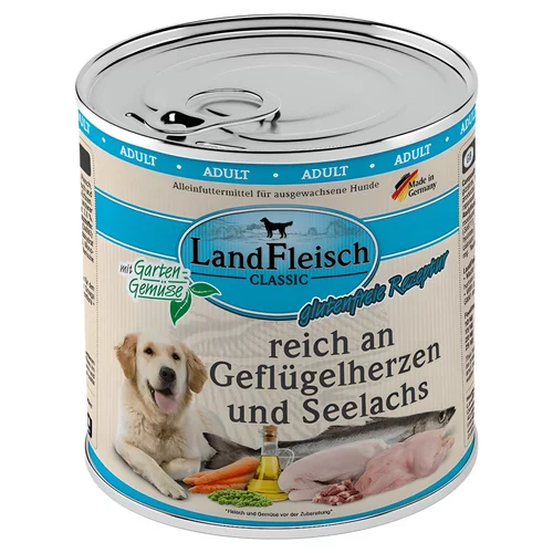 Landfleisch Classic reich an Geflügelherzen und Seelachs 800 g - 6 Stück